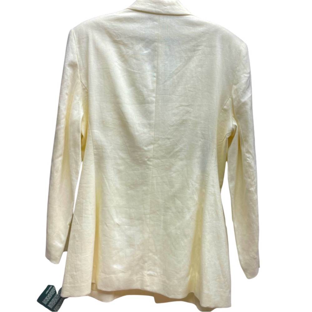 NWT Lauren Ralph Lauren Greenwich Ecru Linen Double Breasted Blazer Jacket Sz 14 - Picture 2 of 7